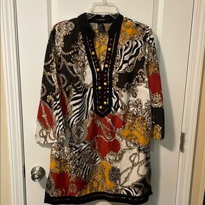 Ashley Stewart Multicolor Patterned Tunic Top
